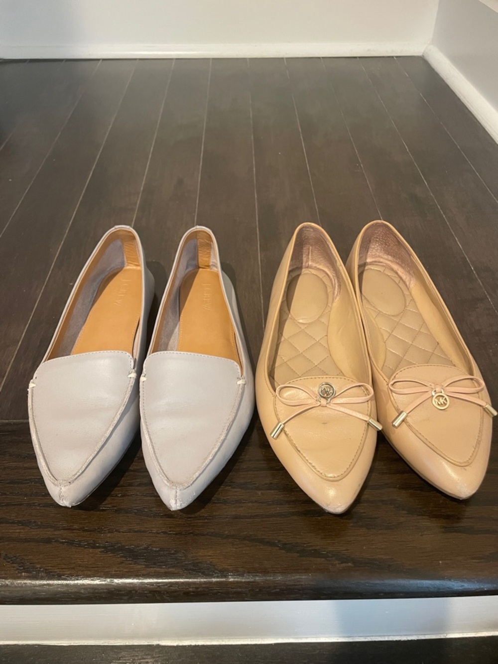 Michael Kors & J. Crew Pointed Loafers in Light Gray and Beige Nude - 2 Pair Bu